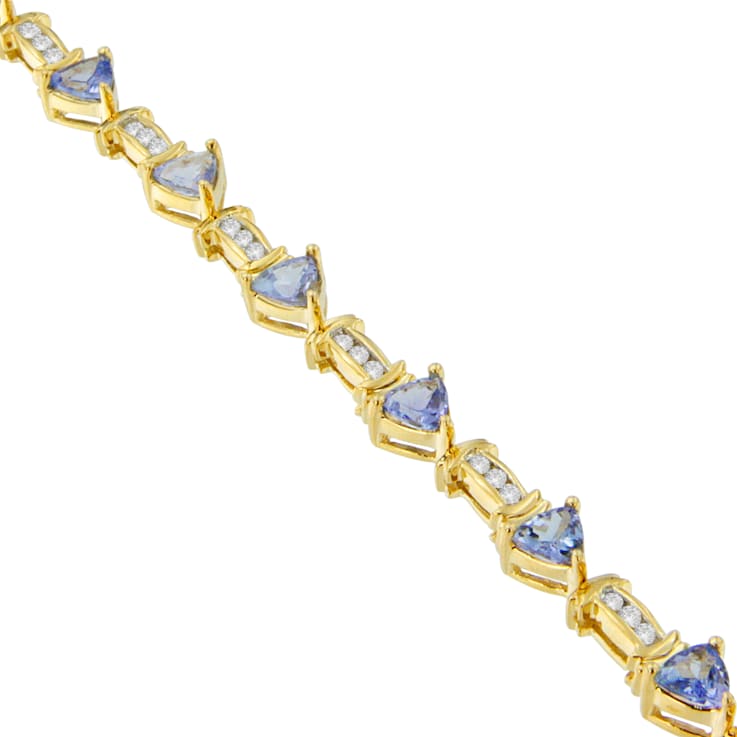14K Yellow Gold 5.15ctw Round-Cut Diamond and Tanzanite Bracelet