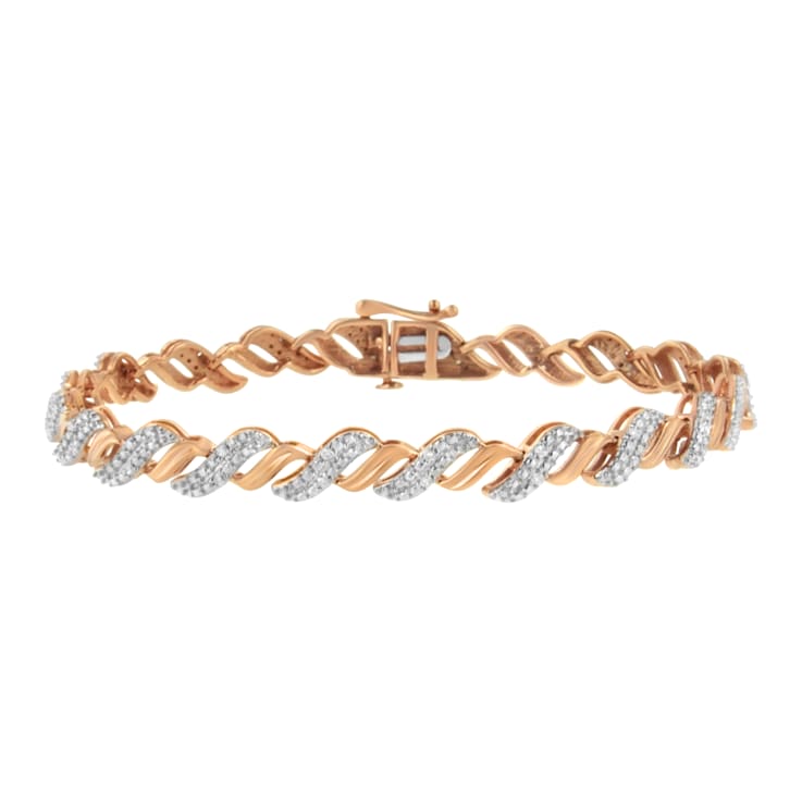 10K Rose Gold Over Sterling Silver .25ctw Prong Set Round Diamond
"S" Link Bracelet