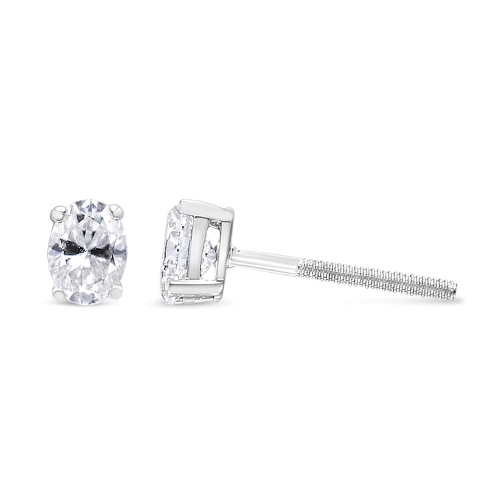 0.50ctw Lab Grown Oval Diamond Solitaire 14K White Gold Stud Earrings