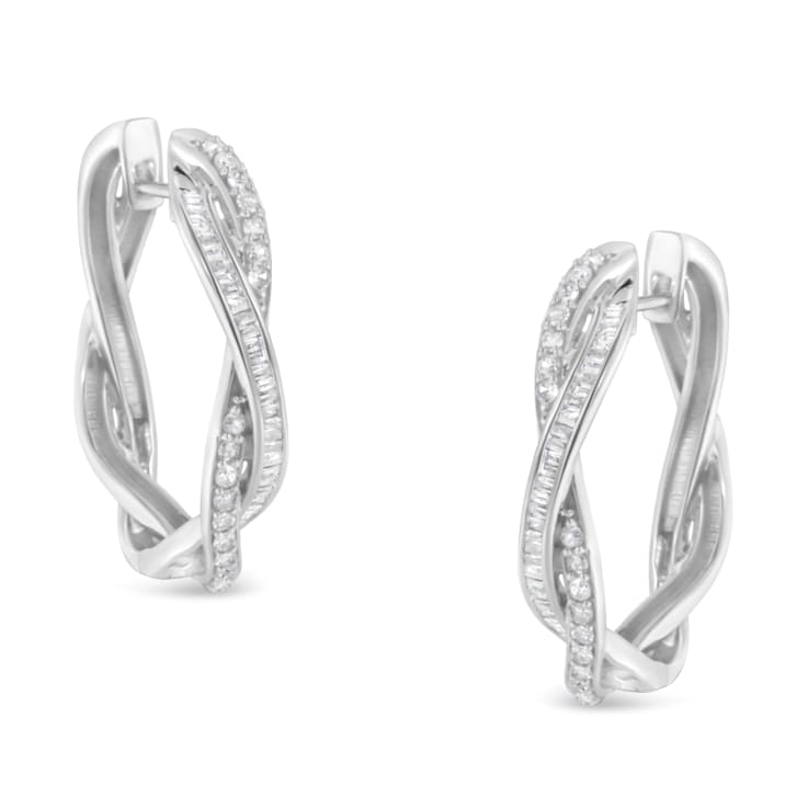 Sterling-Silver Diamond Hoop Earring 0.75ctw