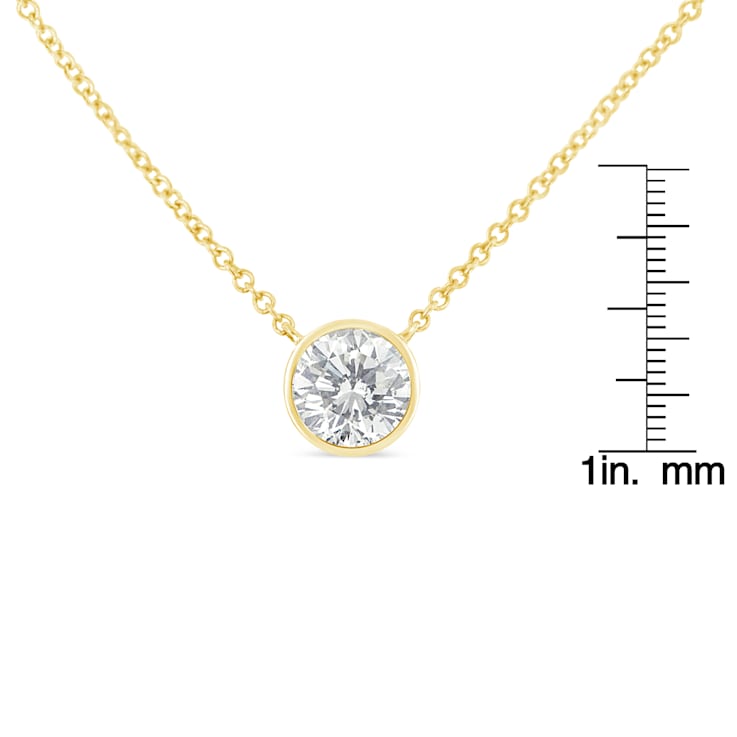 10K Yellow Gold 1/2ct Round Diamond Modern Bezel-Set Solitaire Necklace
(H-I Color, SI2-I1 Clarity)