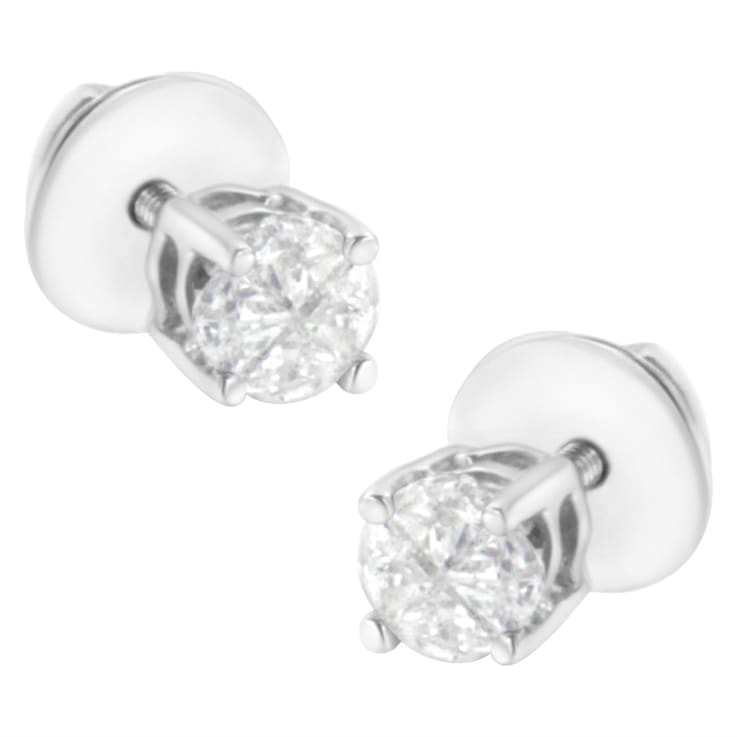 14K White Gold 1/2ctw Diamond Solitaire Stud Earrings