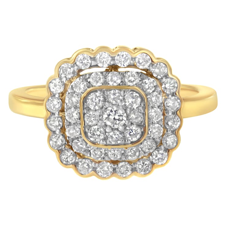 10K Yellow Gold Over Sterling Silver Diamond Cocktail Ring (3/4 Cttw,
J-K Color, I2-I3 Clarity)