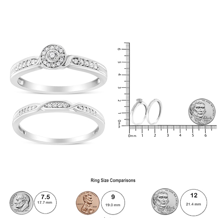 Sterling Silver Diamond Accent Frame Twist Shank Bridal Set Ring and Band