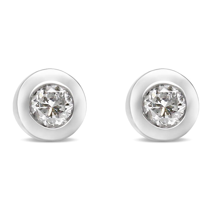 10K White Gold 1/5ctw Round Brilliant-Cut Near Colorless Diamond
Bezel-Set Stud Earrings