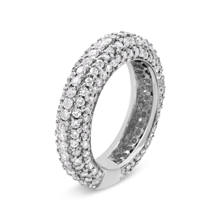 14K White Gold 2 1/2 Cttw Round-Cut Diamond Cluster Band Ring