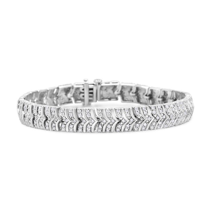 Sterling Silver 3.00 Cttw Diamond Chevron Link Bracelet (I2-I3 Clarity,
I-J Color) - Size 7"