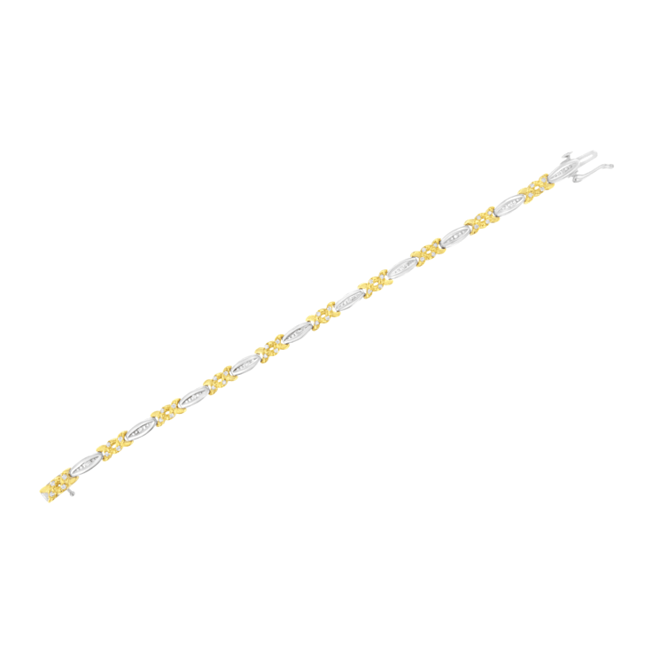 10K Yellow Gold Over Sterling Silver .50ctw Channel Set Round Diamond X
Link Bracelet