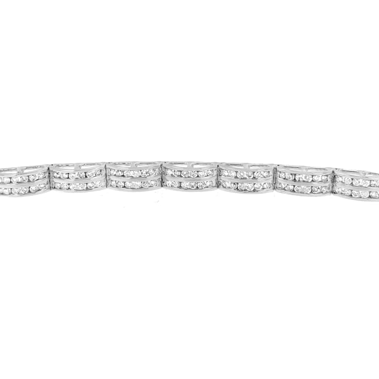 14K White Gold 3.22ctw Round-Cut Diamond Bracelet