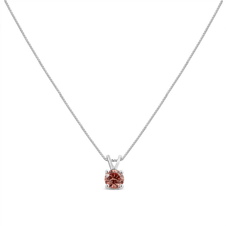 14K White Gold 1/4ctw Lab Grown Pink Diamond Solitaire Pendant
w\chain(Pink Color, VVS2-VS1 Clarity)