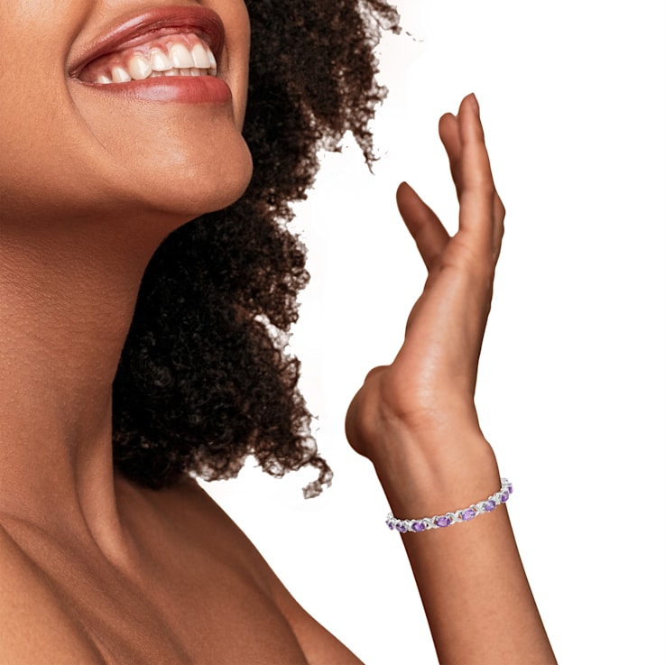 Sterling Silver Amethyst and Diamond Accent X-Link Bracelet (H-I Color,
SI1-SI2 Clarity)  - Size 7"