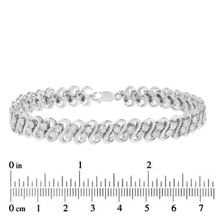 Sterling Silver 1/4 cttw Diamond Double Row Bracelet (I-J Color, I2-I3
Clarity) - 7.25"