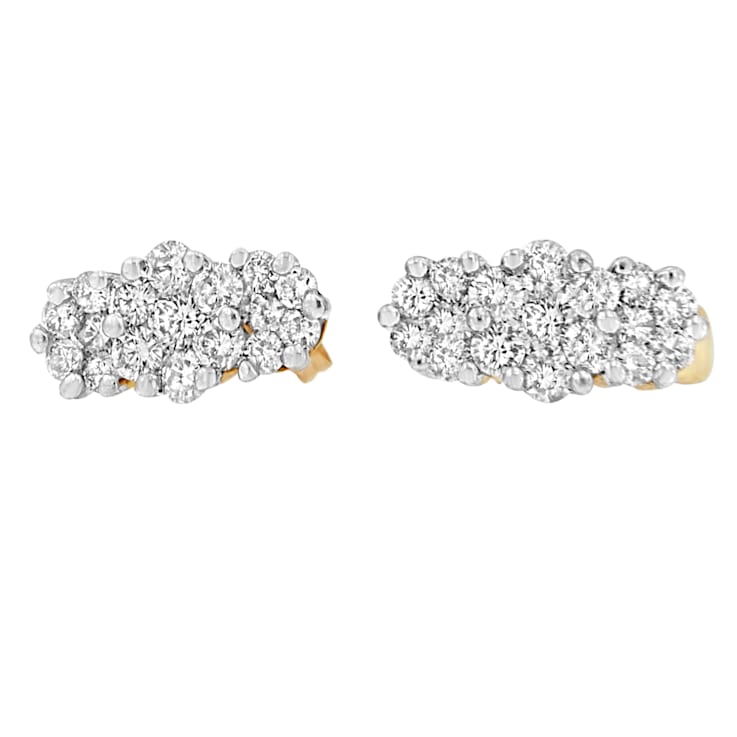 14K Yellow Gold 2.0ctw Round Cut Diamond Cluster Earrings