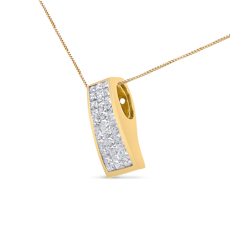 14K Yellow Gold 1 1/2ctw Princess Cut Diamond Greek Column Pendant With
Chain(G-H, VS1-VS2)