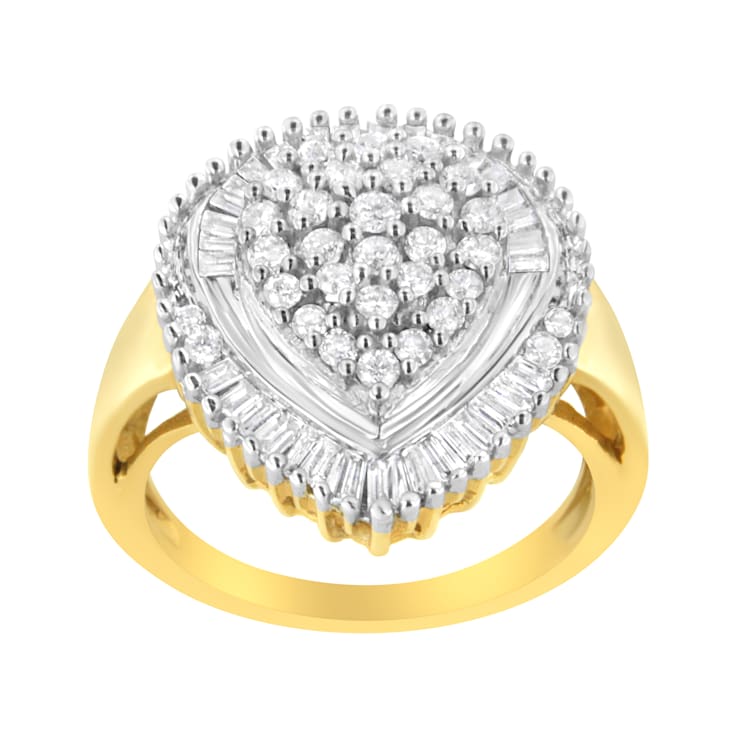 10K Yellow Gold 1.0ctw Mixed Cut Diamond Oval Shaped Cluster Ring (I-J
Color, I1-I2 Clarity)