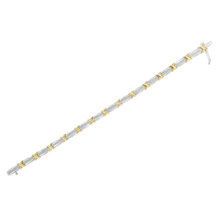 Sterling Silver 1ct TDW Diamond X-Link Bracelet (I-J, I2-I3) - 7"