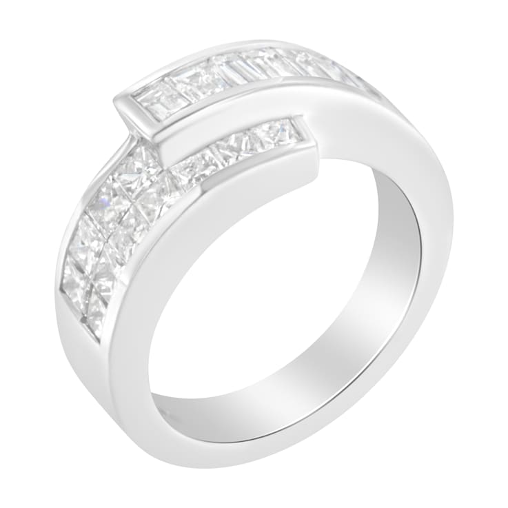 14K White Gold 2.0ctw Channel-Set Mixed-Cut Diamond Bypass Ring Band
(G-H Color, SI1-SI2 Clarity)