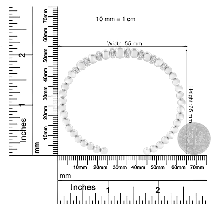 Sterling Silver 1/4 cttw Diamond Ball Bead Bangle Bracelet (I-J, I2-I3)
- 7"