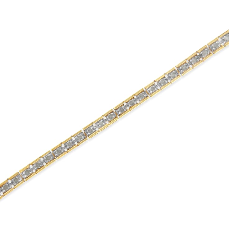 10K Yellow Gold Over Sterling Silver 1.0ctw Diamond Square Hybrid Link
7" Tennis Bracelet