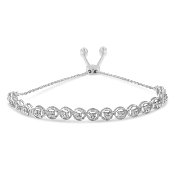 Sterling Silver .25ctw Diamond Bolo Bracelet