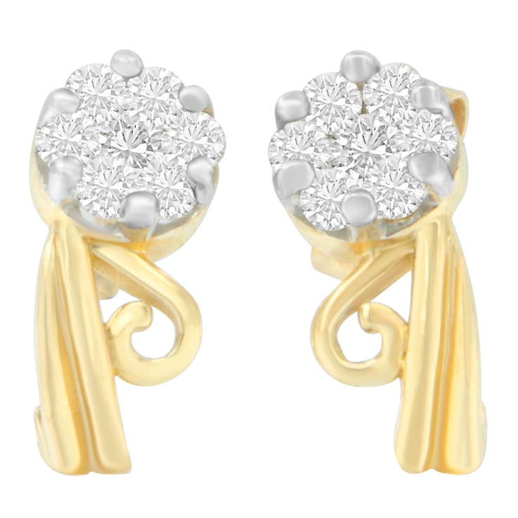 14K Yellow Gold 1/2ctw Round Cut Diamond Earrings