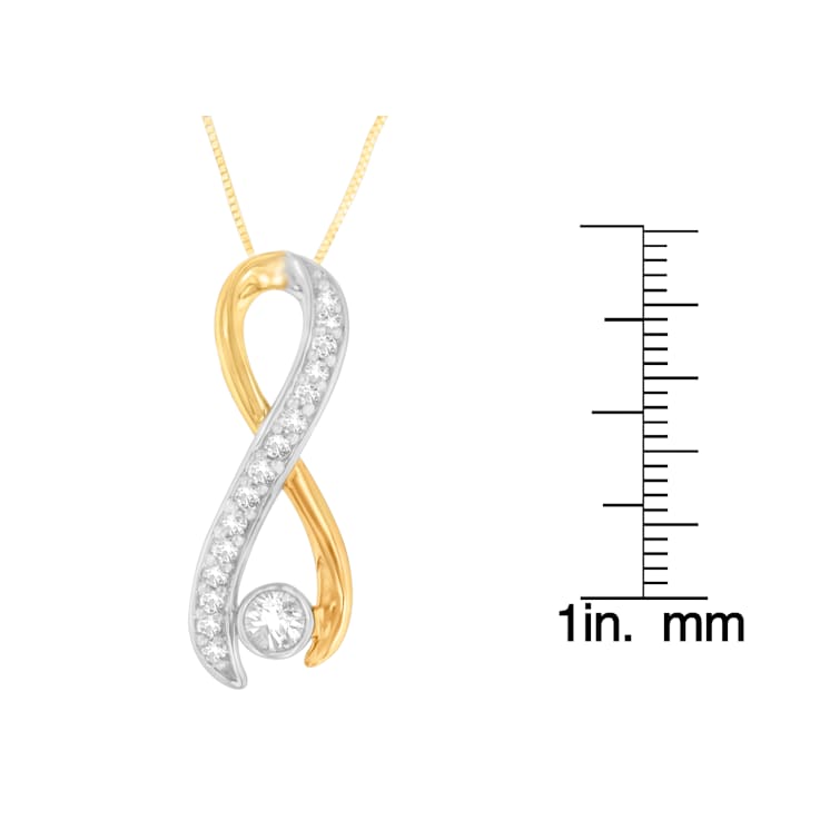 10K Two-Tone Gold 1/5ctw Diamond Radiant Ribbon Pendant w\chain (H-I, I1-I2)