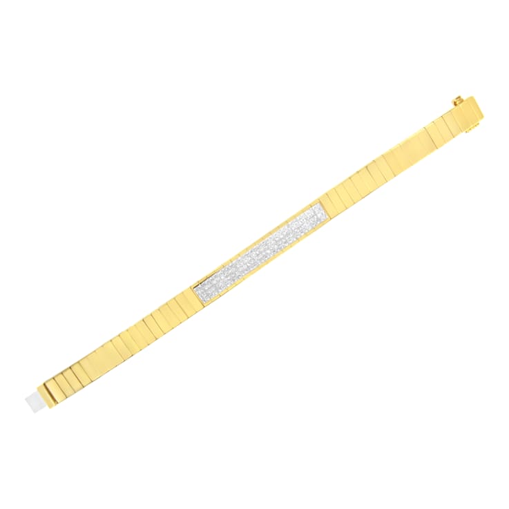 14K Yellow Gold 3 5/8ctw Invisible Set Princess-Cut Diamond ID Tennis Bracelet