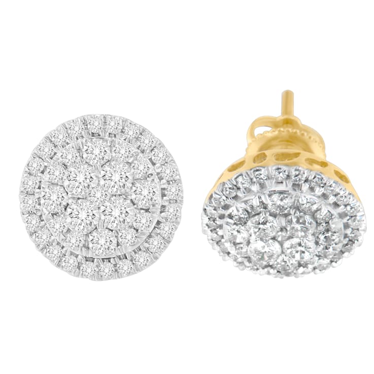 10K Yellow Gold Round Cut Diamond Earrings 1.5ctw