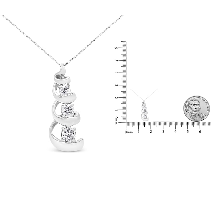 Sterling Silver Espira 1/4ctw Diamond Swirl Shape Pendant w\chain (I-J, I2-I3)