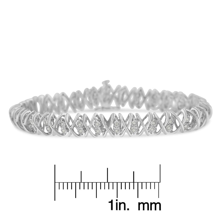 Sterling Silver rose-cut Diamond X-Link Bracelet (1 cttw, I-J Color,
I2-I3 Clarity)