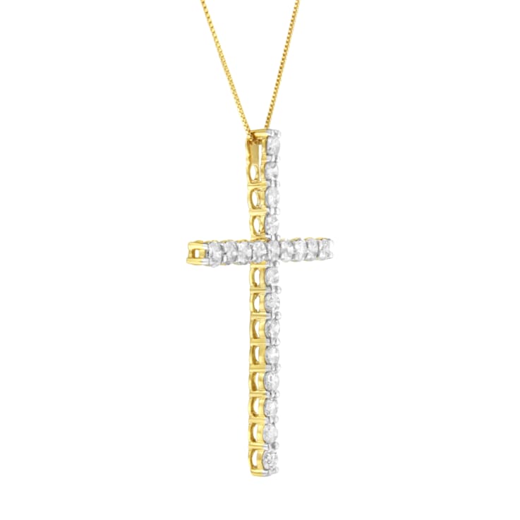 10K Yellow Gold Over Sterling Silver 4.0ctw Diamond Cross Pendant
w\chain 18"