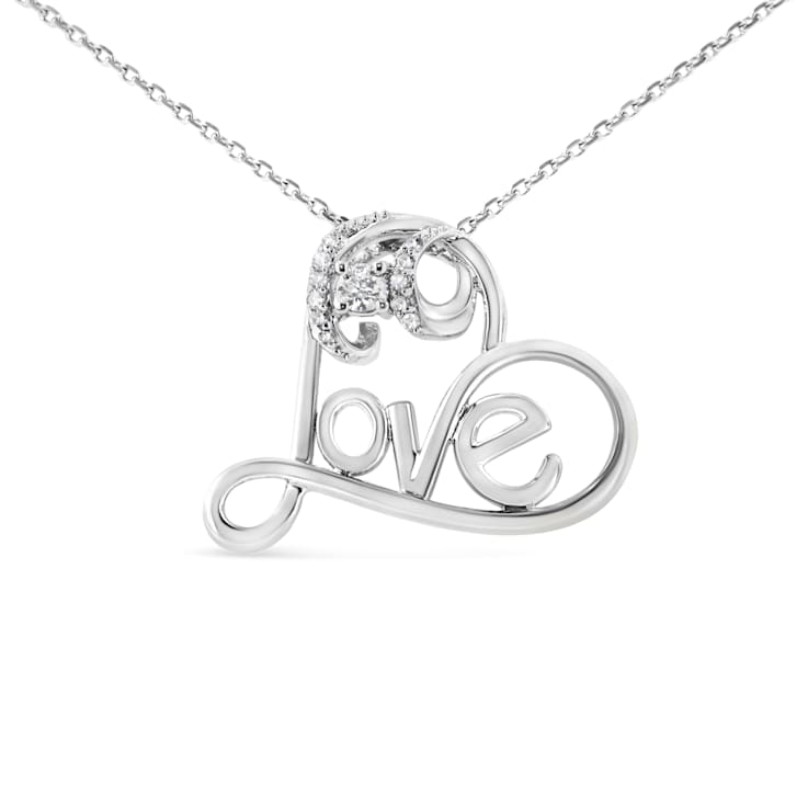 Sterling Silver 1/10ctw Round Diamond Accent Open Heart with Love
18" Pendant w\chain