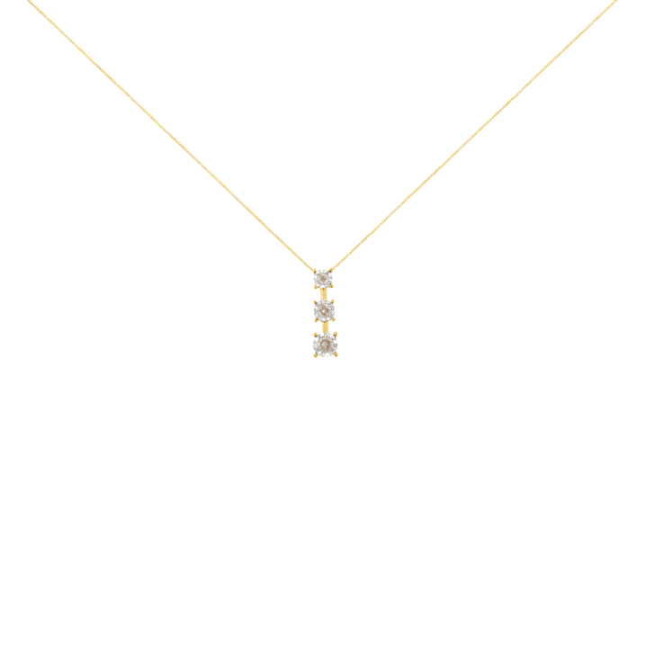 10K Yellow Gold 1/4ctw Miracle-Set Round Diamond Graduating 3 Stone Drop
18" Pendant w\chain