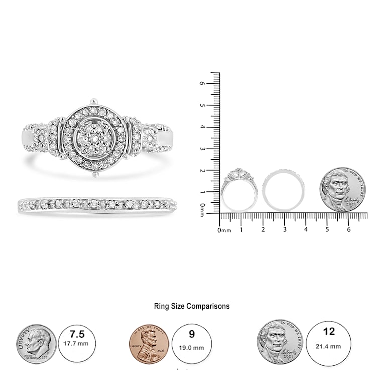 0.33ctw 7-Diamond Cluster Sterling Silver Wedding Band