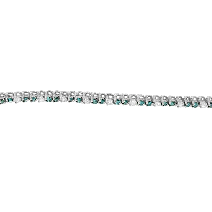 14K White Gold 4 5/8ctw Blue Diamond Bracelet