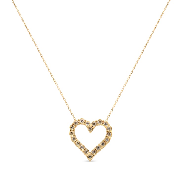 10K Yellow Gold Over Sterling Silver 1/2ctw Champagne Diamond Miracle
Plate Heart Necklace