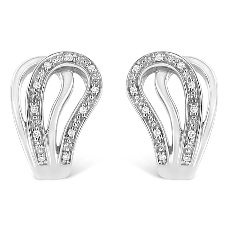 Sterling Silver Pave-Set Diamond Accent Horseshoe Hoop Earring (I-J
Color, I1-I2 Clarity)