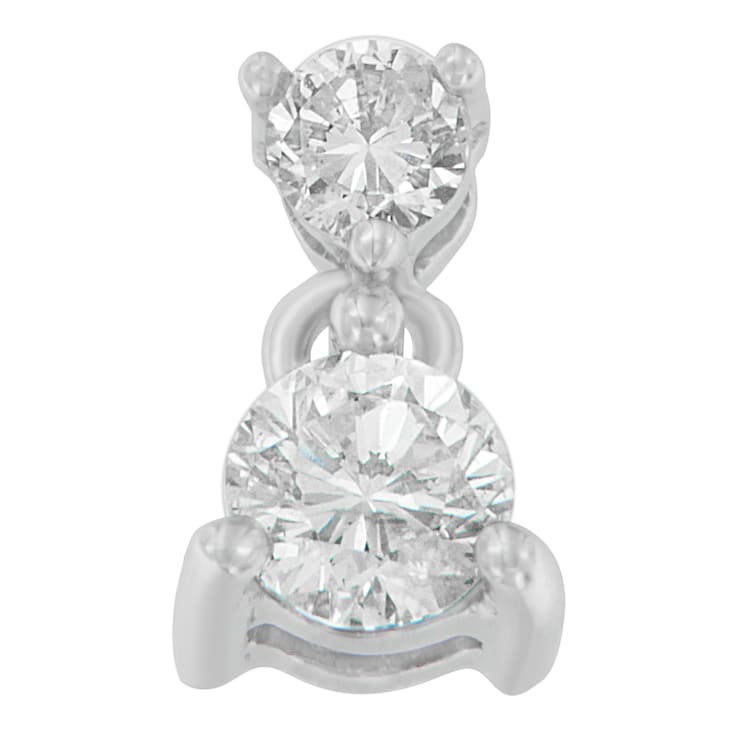 14K White Gold 1/2ctw Round Cut Diamond Pendant With Chain (I-J, I1-I2)