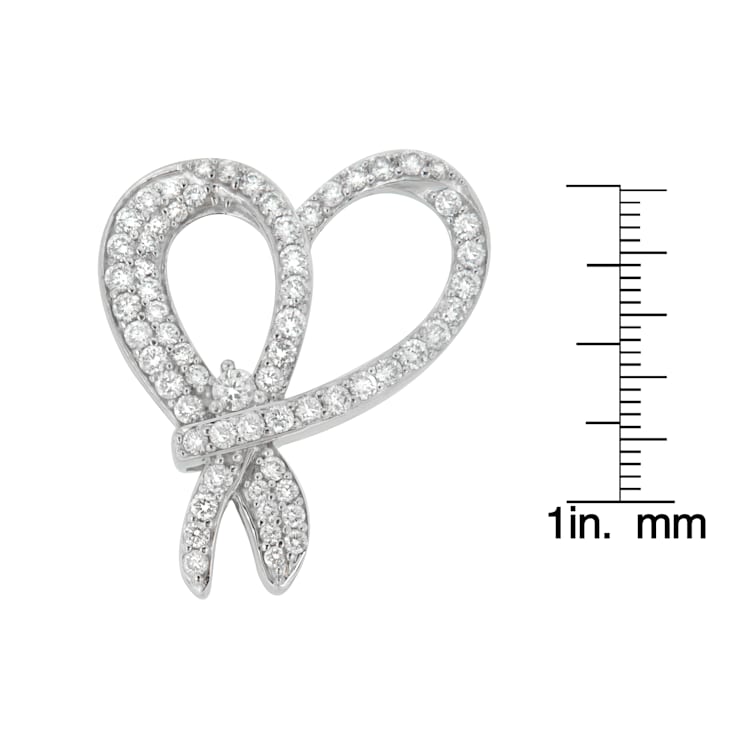 10K White Gold 1ctw Round Cut Diamond Heart and Bow Pendant w\chain
(G-H, SI1-SI2)