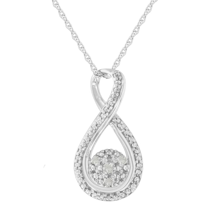 Diamond Accent Infinity Sterling Silver Pendant Necklace with 18" Chain
