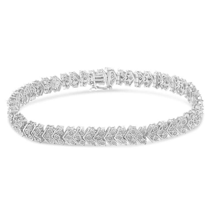 Sterling Silver 2 1/6 ct TDW Diamond Tennis Bracelet