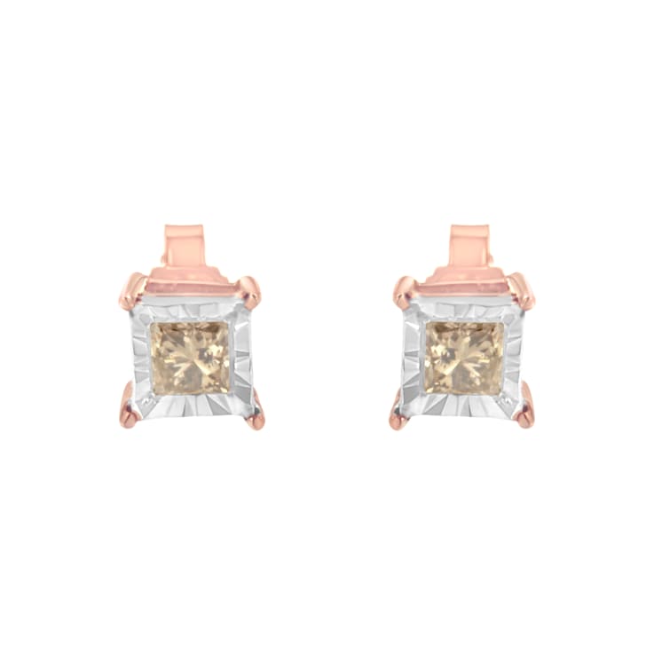 14K Two-Tone Gold Over Sterling Silver 1/2ctw Square Diamond Solitaire
Miracle-Plate Stud Earrings