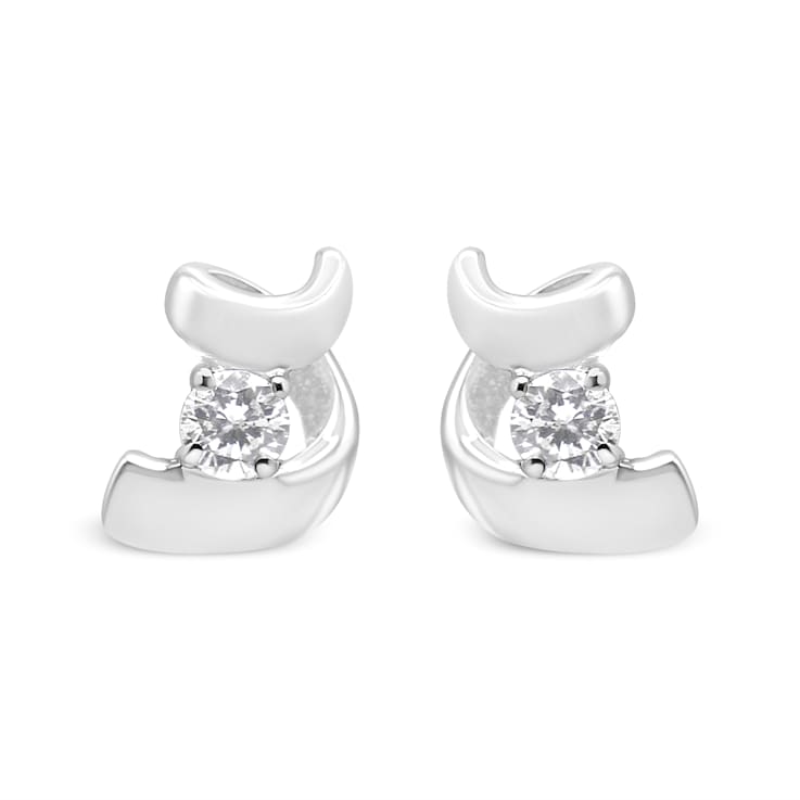 0.10ctw Round Cut Diamond Sterling Silver Earrings