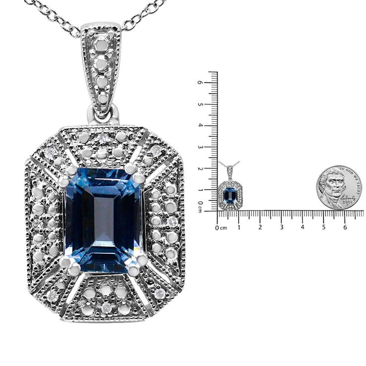 Aquamarine necklace diamond accents sterling silver online