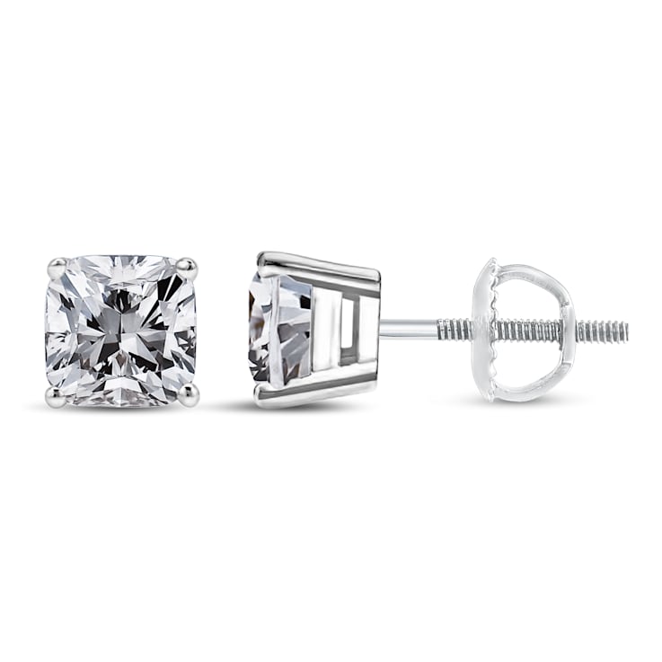 14K White Gold 1 1/2 Cttw Clarity Enhanced Princess Cut Diamond
Solitaire Stud Earrings