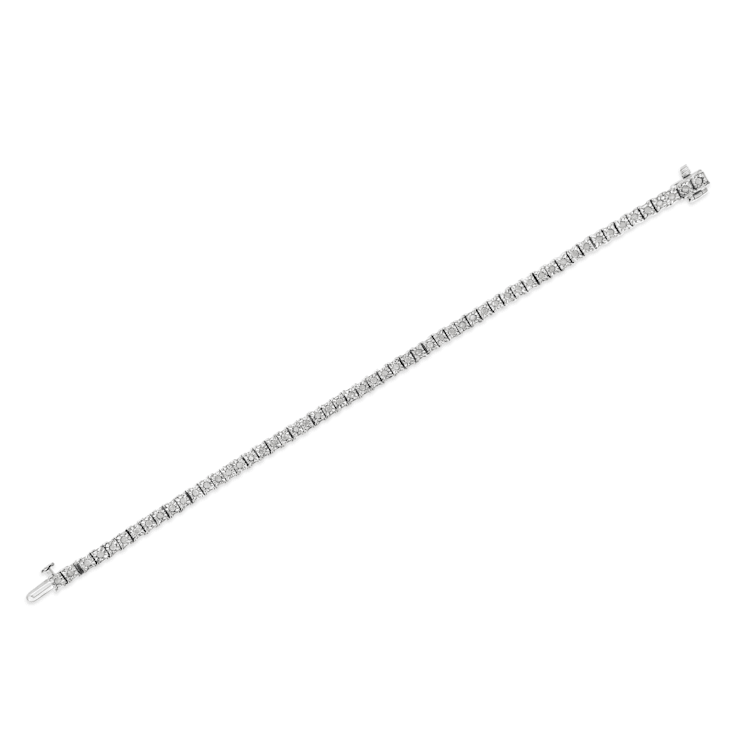 Sterling Silver 1.0 Cttw Diamond Square Frame Tennis Bracelet