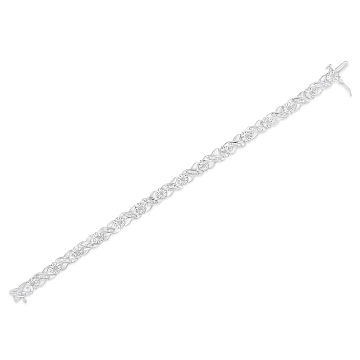 フィリグラーナ グルメッタリング Sterling-Silver 1ct TDW Round and Baguette Diamond X-Link