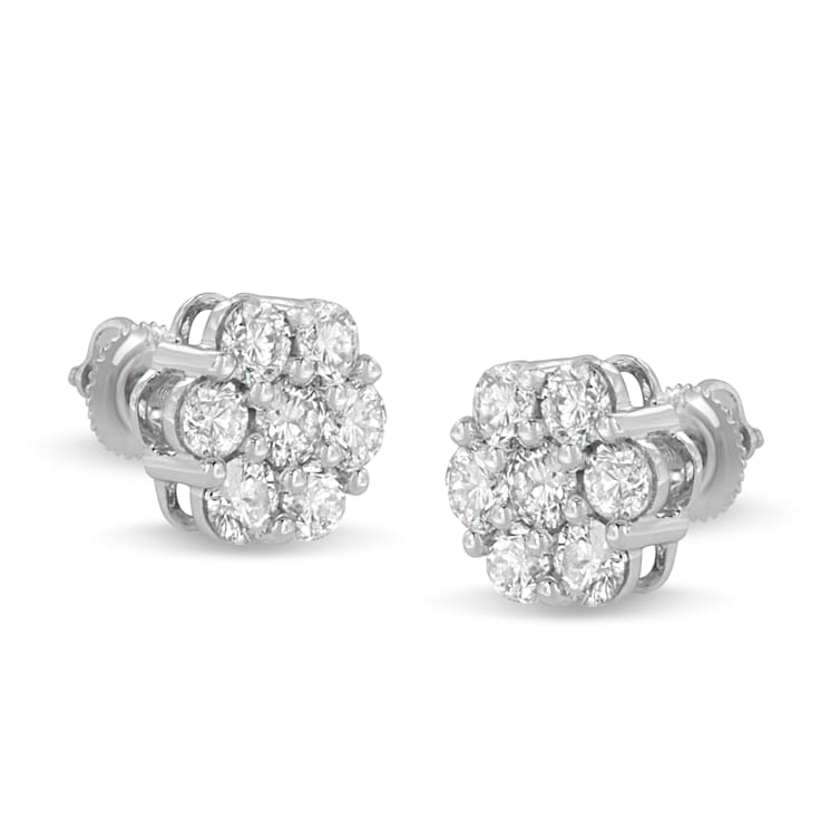 14K White Gold 3.0ctw Prong Set Round-Cut Diamond Floral