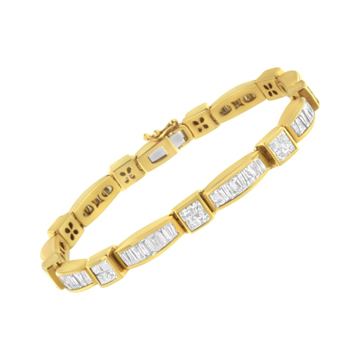 14K Yellow Gold 7.33ctw Multi--Cut Diamond Box Square Link Bracelet