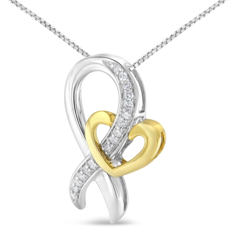 10K Gold Over Sterling Two-Tone 1/6ctw Round Cut Diamond Ties of Love
Pendant w\chain